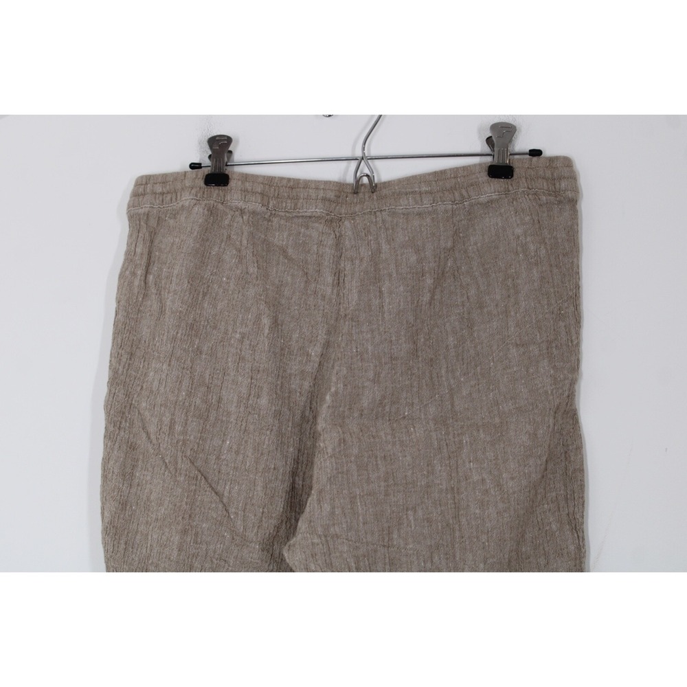 Pure J Jill M Brown Crinkle Linen Cotton Pull On High Rise Crop Drawstring Pants - Picture 4 of 7